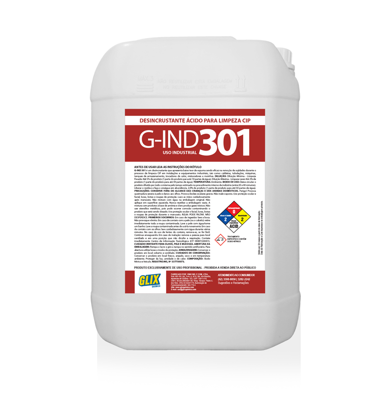 G-IND 301 - Desincrustante Ácido para Limpeza CIP